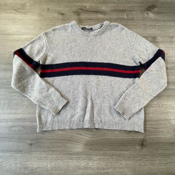 Brandy Melville Sweaters - BRANDY MELVILLE Grey Striped Knit Crewneck Sweater